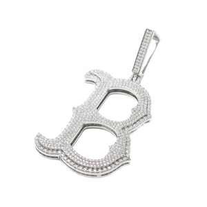 จี้เพชรโมอิสซาไนต์รูปตัวอักษร B เงินแท้ 925 ประดับเพชรแบบ Iced Out จี้อักษรย่อ สไตล์ฮิปฮอป เครื่องประดับอักษรตามสั่ง ของขวัญ - Product Image 5