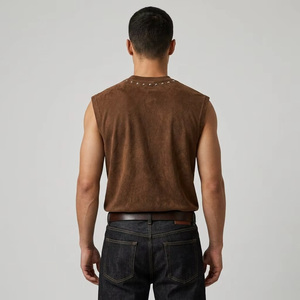 Débardeur surdimensionné personnalisé en coton lavé, tissu doux et respirant, style vintage, sans manches, col rond, séchage rapide, Rouse Sports - Product Image 5