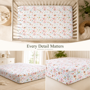 Drap-housse pour lit bébé en coton biologique |   Housse de matelas tricotée douce et respirante pour chambre d'enfant, literie personnalisée sur mesure - Product Image 3