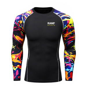 เสื้อรัดกล้ามเนื้อพิมพ์ลายทั้งตัวสำหรับ MMA BJJ แห้งเร็ว ทรงเข้ารูป ผลิตจากโพลีเอสเตอร์ แขนสั้น เหมาะสำหรับออกกำลังกายสำหรับผู้ชาย - Product Image 5