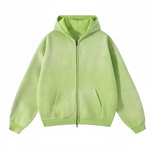 Sweat-shirts en coton French Terry vierges, délavés à l'acide et au sel, tie-dye, personnalisés, coupe oversize, effet vieilli, avec design en strass, noirs, coupe carrée - Product Image 6