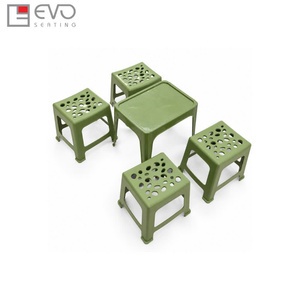 Stackable Plastic Square <b>Stool</b> <b>for</b> Cafe Restaurant Patio and Event Use with Lightweight Durable Structure - Product Image 4