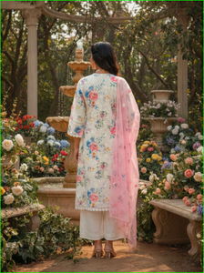 ชุดสูทผ้าฝ้ายสีขาวพิมพ์ลายชิฟฟ์ลี - Product Image 2