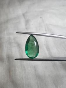 Émeraude naturelle zambienne de 4,28 ct, pierre précieuse en forme de poire, facettée, verte, pour la fabrication de bijoux haut de gamme, bague de mariage - Product Image 1