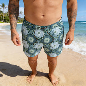 กางเกงชายหาดชายน้ำหนักเบา แห้งเร็ว พร้อมเชือกผูกปรับได้สำหรับวันหยุดฤดูร้อน - Product Image 1