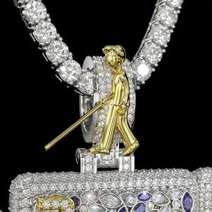 Colgante de Letra Grande Personalizado de Plata S925 con Moissanita VVS, Diseño de Dibujos Animados 3D, Número o Foto, Joyería Hip Hop de Moda - Product Image 2