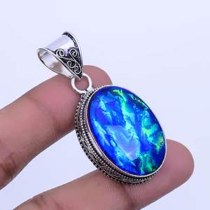 Pendentif en opale de feu australienne triple, argent sterling 925, bijoux faits main style bohème, cadeau original pour femme - Product Image 3