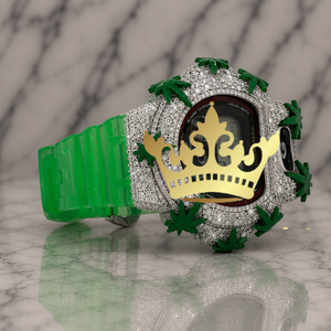 Reloj Digital de Lujo con Diamantes, Correa Deportiva Verde, Diseño Completamente Adornado, Venta al Por Mayor de Fábrica - Product Image 1