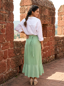 Green Printed Midi Skirt – <b>Flowy</b> Casual Elegance with High-waisted fit for a flattering silhouette - Product Image 2