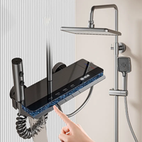 Ensemble de douche carré avec affichage numérique LED, barre de douche coulissante effet pluie, mitigeur mural chaud/froid