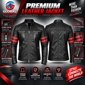 Chaqueta de Moto para Hombre 2026, de Piel de Vaca Negra, Transpirable, Corte Ajustado, Cuello Alto, Cierre de Cremallera, Estilo Motero, para Invierno - Product Image 6