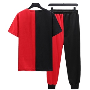 Custom Logo Printed Low MOQ Premium Casual Men's Summer T-Shirt and <b>Trouser</b> Set 100% Cotton Eco-Friendly Crew Neck - Product Image 4