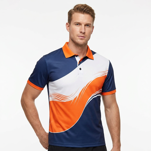 Men's Short Sleeve <b>Polo</b> Shirt Abstract Print <b>Orange</b> Navy White Color Block Quick Dry Knitted Polyester Casual Fit - Product Image 4