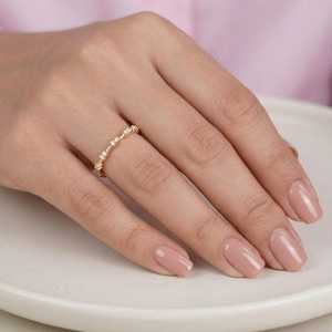 Anillo de Boda Único con Diamante Redondo Brillante Cultivado en Laboratorio, Oro Sólido de 10K, 14K, 18K, 10 Diamantes Apilables con Pavé, Certificado IGI - Product Image 6