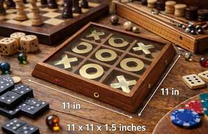 Tic Tac Toe de madera, producto artesanal de madera de 11" X 11", tablero de madera, juegos de mesa de madera, decoración para el hogar, artículo utilitario, decoración náutica - Product Image 2