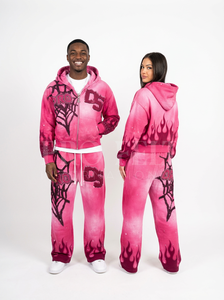 Conjunto de Sudadera con Capucha y Pantalones Deportivos de 2 Piezas para Hombre, Diseño de Llamas, Transpirable, Estilo Urbano, Talla Grande, Personalizado - Product Image 6