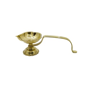 Traditional Brass Diya ZE740 ZARA ENTERPRISES Round Industrial for Bedroom Home Temple Oil <b>Lamp</b> Decor Gifts Leaf - Product Image 2