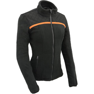 SAMROZ SPORTS Women's Black <b>Micro</b> <b>Fleece</b> Zipper Front <b>Jacket</b> with Orange Stripe - Product Image 2
