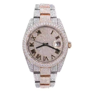Reloj de cuarzo premium para hombre con diamantes de moissanita, elegante reloj de pulsera para uso diario, a la moda y casual - Product Image 1