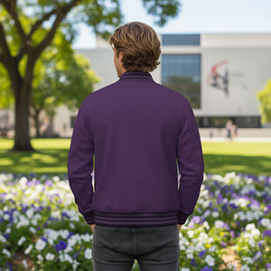 Wholesale <b>Purple</b> <b>Men's</b> Varsity Jacket Front Embroidered Logo Casual Autumn Wear Regular Fit Polyester Cotton Material - Product Image 3