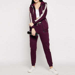 Women's 2-Piece Skinny Tracksuit Hooded <b>Zipper</b> <b>Sweatshirt</b> and Sweatpants Solid Color Casual Full Length Cotton Set - Product Image 4