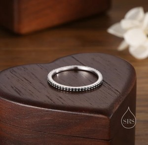 Extra Skinny Onyx Black <b>CZ</b> Pave <b>Ring</b> in Sterling Silver Eternity <b>Ring</b> - Product Image 2