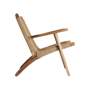 Sillón de Exterior Tropical para Terraza, Hecho a Mano con Madera de Teca Sólida y Tejido de Cuerda, Acabado Natural Duradero, Asiento Relajante para Resort - Product Image 2