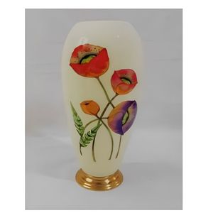 Vase en métal émaillé européen de luxe, peint à la main, motif floral, grand pot à fleurs, centre de table décoratif pour mariage, maison, hôtel - Product Image 1