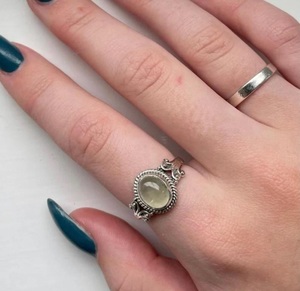 Natural Green Prehnite <b>Ring</b> 925 Sterling Silver Handmade Gemstone Jewelry Gift for Her - Product Image 3