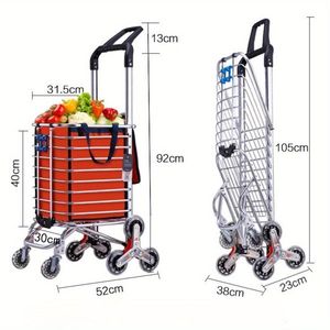 Adjustable Heavy Duty Folding Rolling Cart Bungee Portable Shopping Trolley Bag Utility Stair Cart Wheels Folding Cart Trolley - Product Image 3