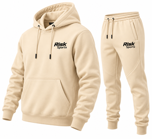 Ensemble jogging pour homme en molleton beige tie-dye avec logo sur le devant, sweat-shirt et pantalon de jogging en polyester/coton, tenue décontractée pour l'hiver - Product Image 3