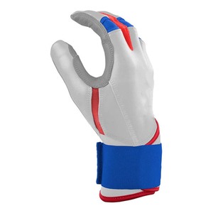 Gants de frappe en cuir blanc avec garniture bleue et rouge, fermeture auto-agrippante, rembourrés, respirants, durables, unisexes, pour entraînement adulte, main gauche, tailles XL, XXL - Product Image 2