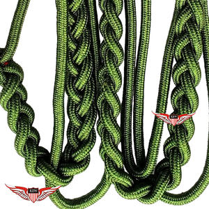 Green <b>Braided</b> Aiguillette Shoulder <b>Cord</b> Aiguillette <b>Cord</b> With Brass Tip Metallic Gold Tip - Product Image 4