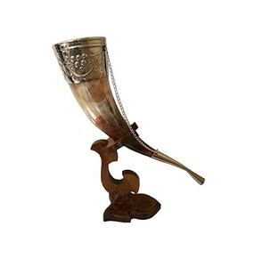 Vente chaude klaxon à boire Produit d'achat élevé Corne de buffle avec support en bois Vente chaude pour la maison hôtel et restaurant - Product Image 6