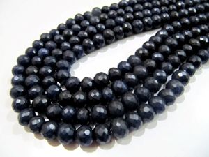 Perles de saphir teintées, perles de saphir facettées rondes, taille 8-9 mm, longueur 13 pouces - Product Image 4