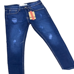 Pantalones vaqueros ajustados elásticos personalizados para hombre Pantalones vaqueros rasgados con cremallera a la moda para hombre Pantalones vaqueros Acampanados para ropa informal y formal - Product Image 1