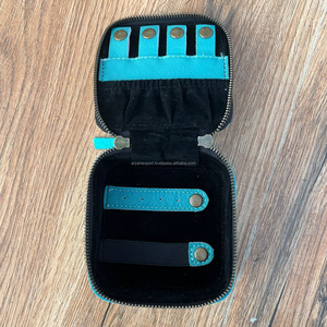 Nouveau point de botte Turquoise daim cuir suspendu cosmétique et point de botte en cuir suédé carré boîte à bijoux ensemble combiné pour les femmes - Product Image 5