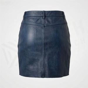 Jupe crayon mini en similicuir taille haute pour femme avec fermeture éclair avant, style moto, couleur unie, à porter toute l'année - Product Image 2