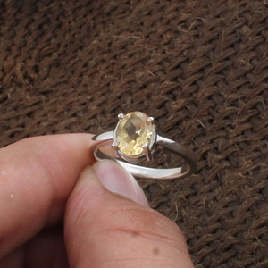 Wholesale Shree Jaipur <b>Silver</b> SJSM-4319 Classic Bezel Setting Sterling <b>Silver</b> Oval Faceted <b>Dainty</b> Band <b>Ring</b> Unisex Wedding - Product Image 1