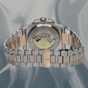 Montre de luxe Hip Hop en acier inoxydable personnalisée avec mouvement mécanique, diamant moissanite, verre, résistance à l'eau 100 bars, date automatique, pour homme - Product Image 2