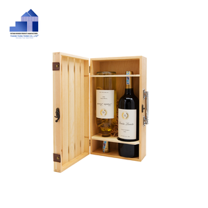 Caja de Vino de Madera con Dos Botellas y Vasos, Forma Rectangular, Hecha a Mano con Madera de Acacia, Personalizable, para Regalo o Manualidades, Hecha en Vietnam - Product Image 4