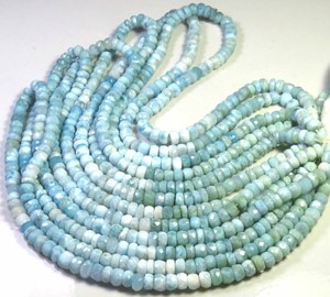 Perles de pierre précieuse Larimar bleu naturel, facettées en rondelle, 6 mm, brin de 8 pouces, perçage central, pour la fabrication de bijoux DIY - Product Image 6