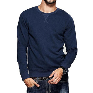 Sudadera de cuello redondo para hombre, color azul marino oscuro, manga larga, informal, para otoño e invierno - Product Image 3