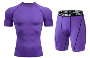 Conjunto de ropa deportiva de compresión para hombre, camisa y pantalones cortos ajustados para gimnasio, chándal para correr, MMA, Fitness, 2 uds. - Product Image 2