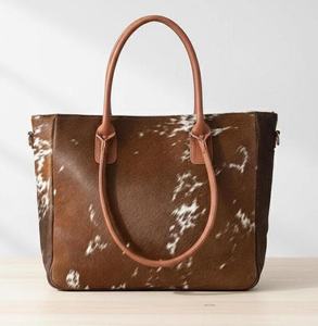 Sac fourre-tout en cuir pour la vente en gros, qualité boutique, style vintage, couleur unie, fermeture éclair, broderie, grande capacité - Product Image 1