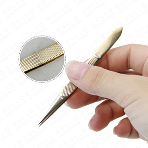 3 Piece Silver Stainless Steel Slant Eyebrow Tweezers Set Gold Coated Grip OEM Private Label <b>Precision</b> Beauty <b>Tools</b> Kit - Product Image 4