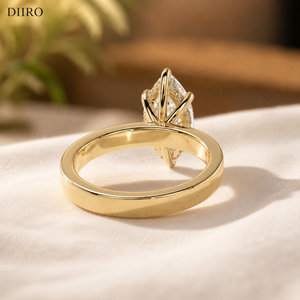 Anillo de Compromiso con Moissanita Corte Marquesa, Oro Sólido de 18K, Engaste Oculto, Anillo Clásico de Joyería para Mujer - Product Image 5