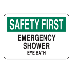 Panneau de signalisation de sécurité mural en PVC vert/blanc pour douche d'urgence Brady et bain oculaire, pour laboratoires - Product Image 1