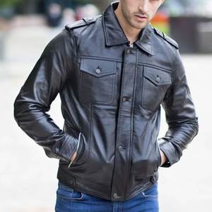 Chaqueta Negra Personalizada al por Mayor con Logotipo para Hombre, Chaquetas de Cuero para Hombre, Chaquetas de Alta Calidad para Invierno, Ropa Urbana de Cuero Vacuno - Product Image 5