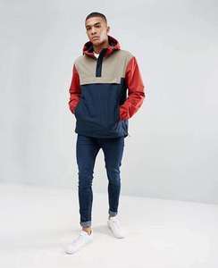 Chaqueta cortavientos con capucha para hombre, de color en bloques, ligera, de nailon, informal, para primavera y otoño. - Product Image 2